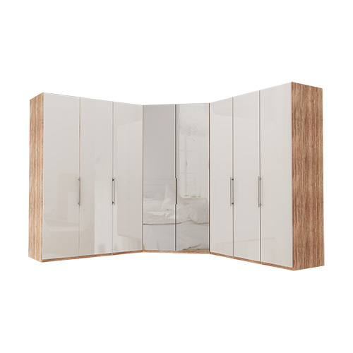 Garderob Atlanta - Ljus rustik ek 216 cm, 150 + walk-in + 150