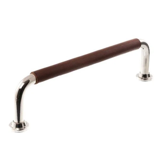 Linfalk Handtag nickel/brunt läder helt stycke 1353-128-1132LS