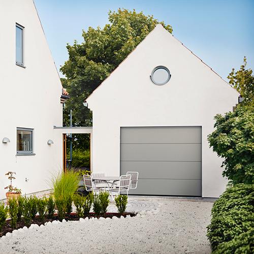 Garageport Advant Complete - Slät 2400 x 2000, Silver, Låskit förberett för ASSA