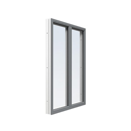 Energi Aluminium Fast fönster med mittpost 11, 16, Askgrå